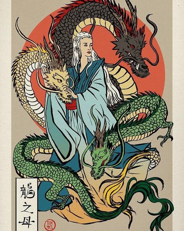 «Игра престолов» в стиле японских гравюр укиё-э от испанского иллюстратора Tirmes.