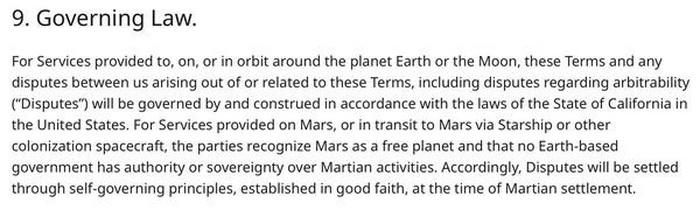 Маск требует от пользователей Starlink признания независимости Марса