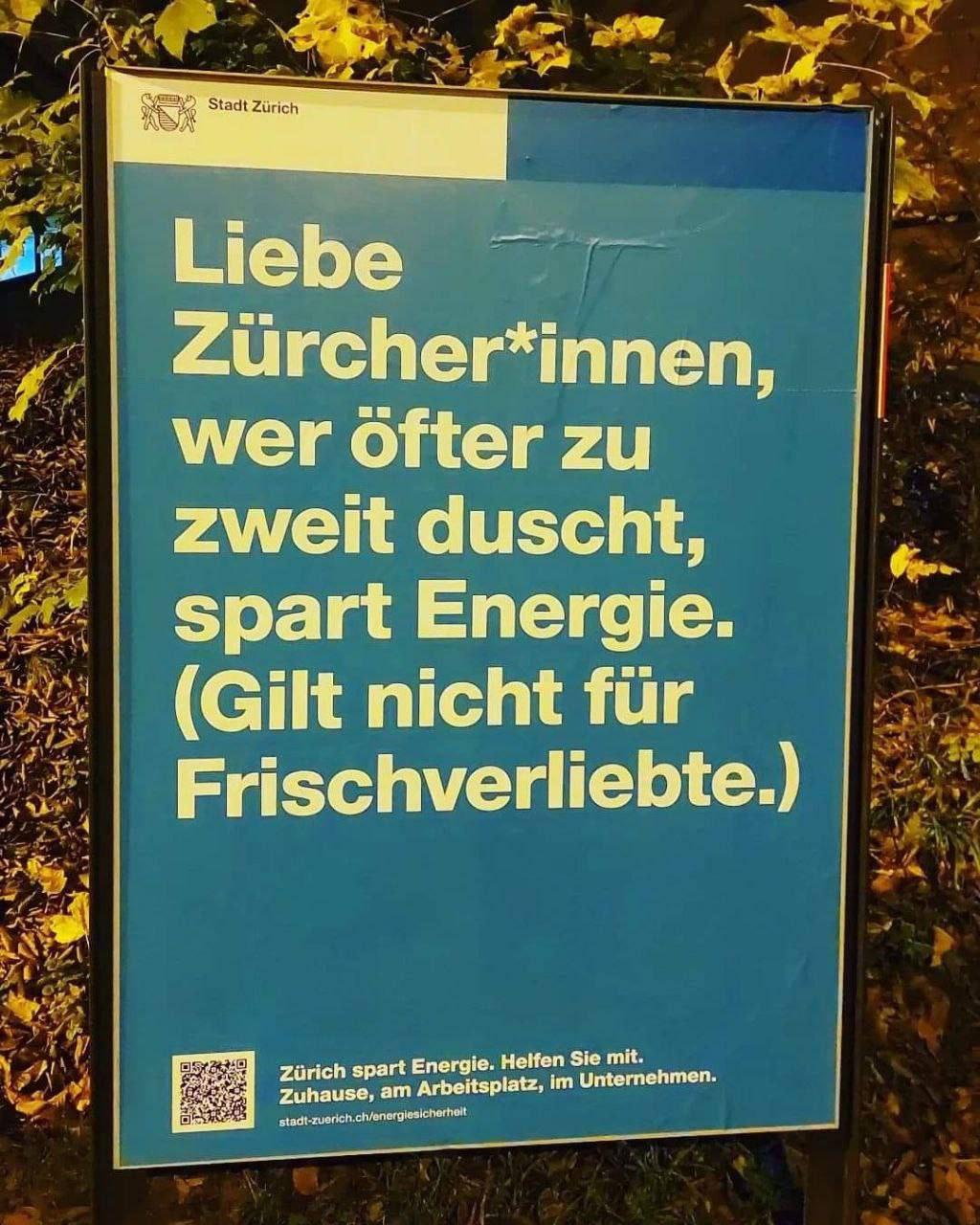 Жителей Цюриха призвали принимать душ по двое для экономии энергии.