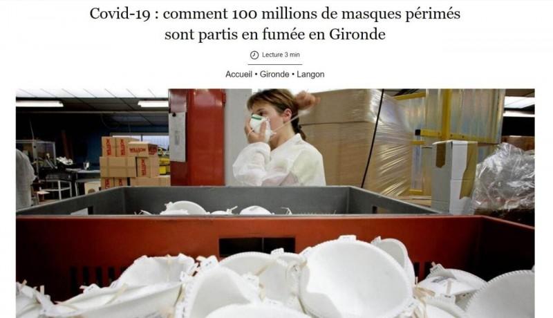  Во Франции сожгли 100 млн медицинских масок, закупленных у Китая "по цене алмазов" в начале пандемии
