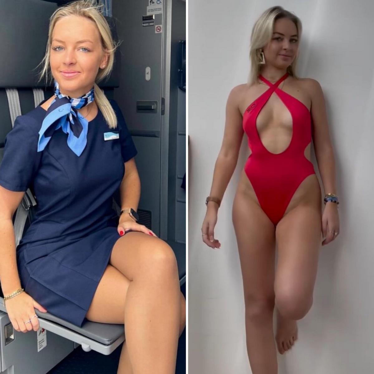 Сексуальные стюардессы в униформе и без неё 