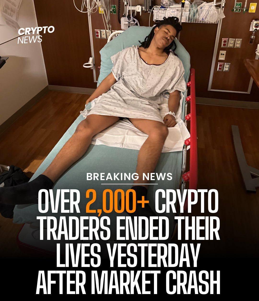 После недавнего падения рынка больше 2000 криптотрейдеров покончили с собой.