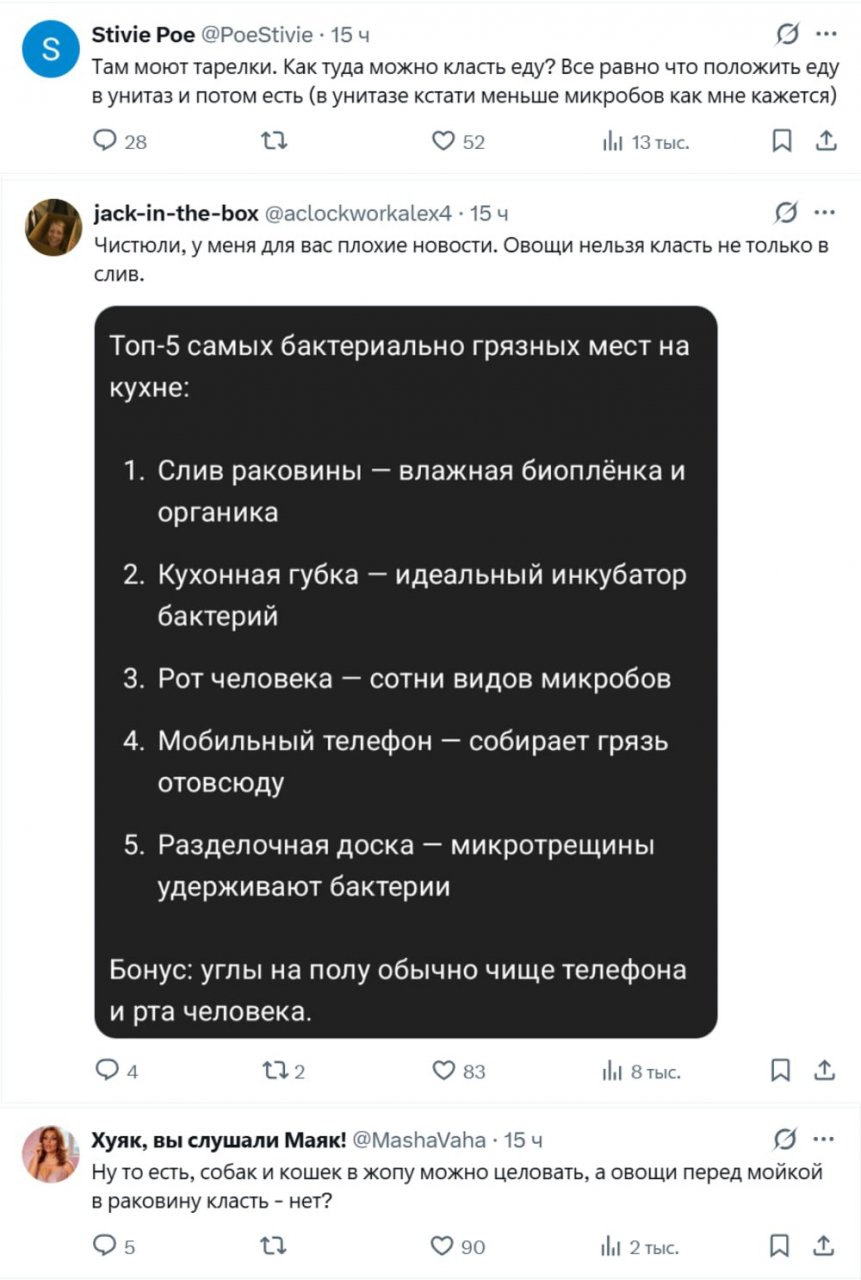 А вы кладете овощи в раковину?