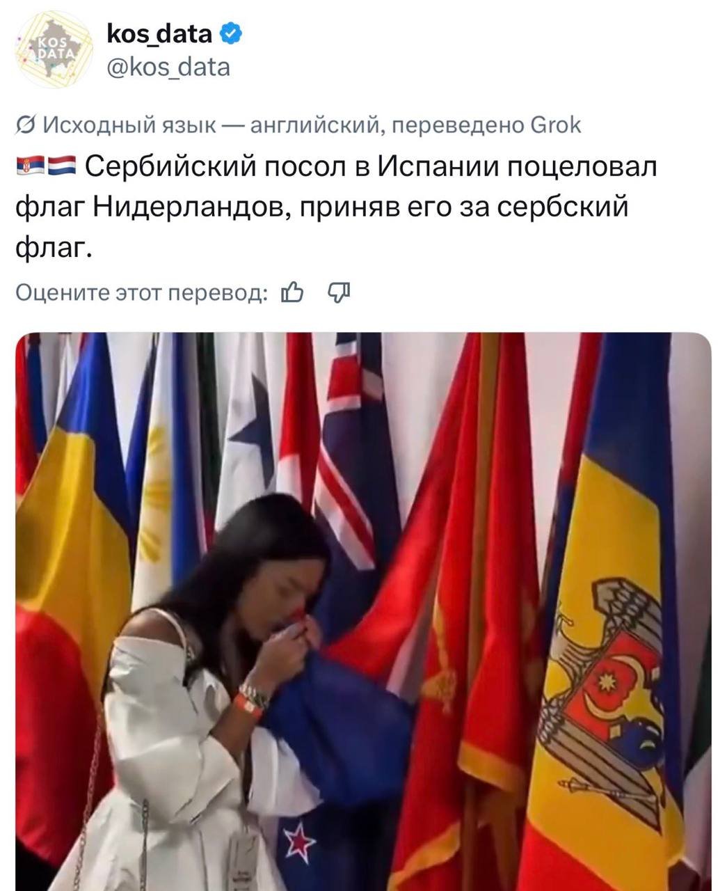 Посол Сербии в Испании поблагодарила голландцев за предоставленный русским братушкам VPN, благодаря которому они могут сидеть в интернете.