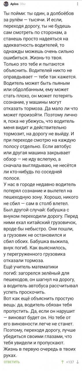 Пешеход всегда прав. Но не всегда жив...